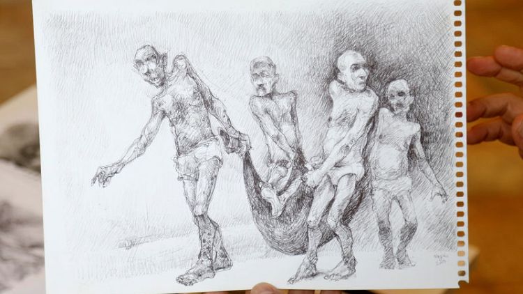 فنان سوري معارض يرسم مشاهد التعذيب "ليواصل الثورة"
