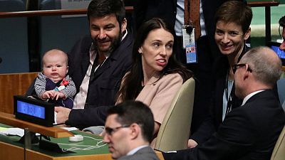 U.N. debut for New Zealand's 'First Baby' - diaper change, peace summit