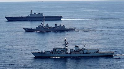 Japanese carrier drills with British warship heading to contested South China Sea Japanese carrier drills with British warship heading to contested South China Sea