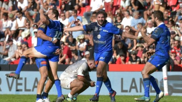 Les joueurs de Castres lors de la victoire à Toulouse le 29 septembre 2018 Les joueurs de Castres lors de la victoire à Toulouse le 29 septembre 2018