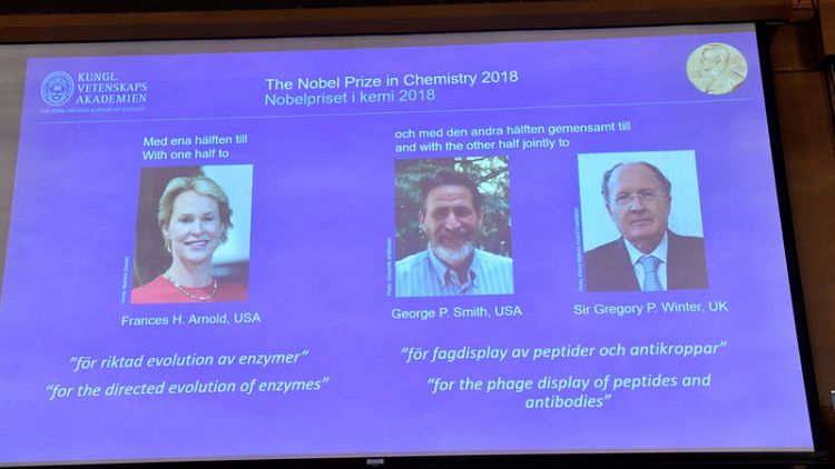 Briton and two Americans win 2018 Nobel Chemistry Prize