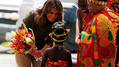 U.S. first lady Melania Trump lays wreath at 'emotional' slave castle in Ghana U.S. first lady Melania Trump lays wreath at 'emotional' slave castle in Ghana