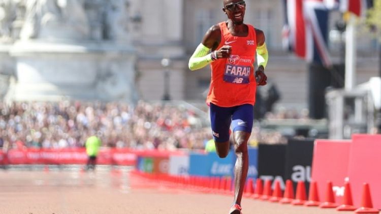 Le Britannique Mo Farah lors du marathon de Londres, le 22 avril 2018