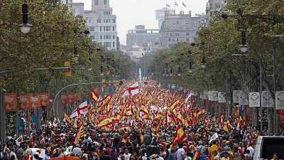 Thousands march in Barcelona in rival protests on Spain's national day Thousands march in Barcelona in rival protests on Spain's national day