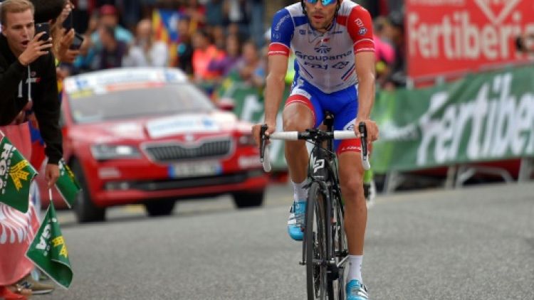 Thibaut Pinot lors de la 30e étape du Tour d'Espagne le 15 septembre 2018