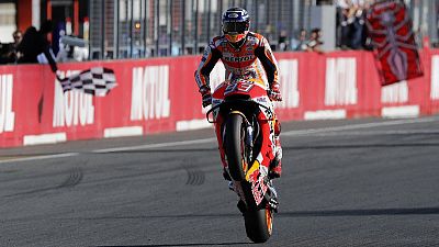 Marquez clinches fifth MotoGP title with victory in Japan Marquez clinches fifth MotoGP title with victory in Japan