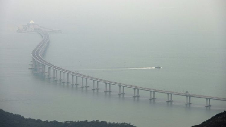 Une portion du pont entre Hong Kong, Zhuhai et Macao le 23 octobre 2018
