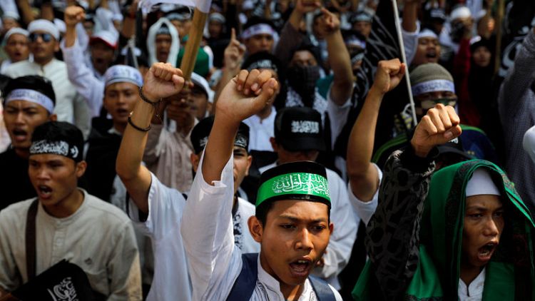 Indonesian Muslims hold protest to demand justice for flag burning