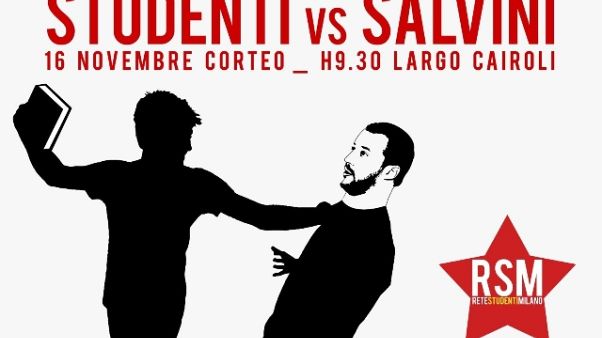 A Milano poster con Salvini-topo A Milano poster con Salvini-topo