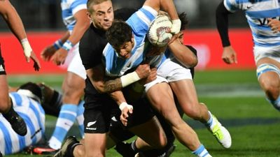 Rugby: l'Argentin Cubelli à la mêlée contre l'Irlande