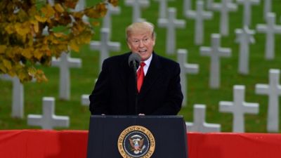 Grande Guerre: Trump rend hommage aux "courageux Américains"
