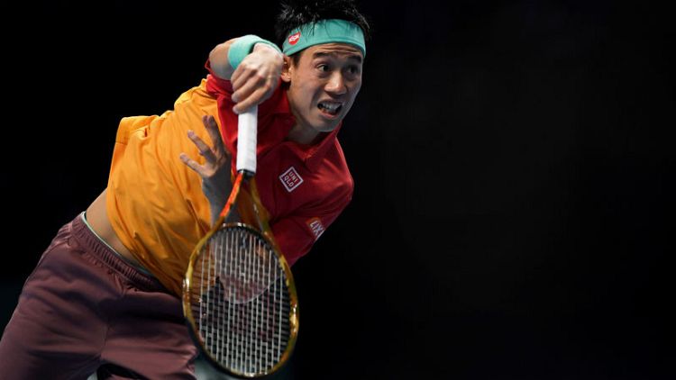 Nishikori beats error-prone Federer in ATP Finals opener
