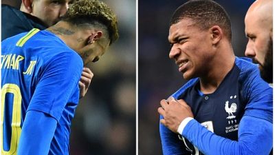 Paris SG: "élongation" pour Neymar, "contusion" pour Mbappé (club)