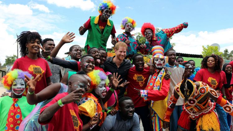 Prince Harry joins the circus in Zambian youth project