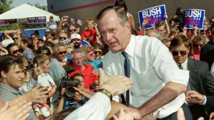 Le président George H.W. Bush, le 5 août 1992 à Reno, dans le Nevada