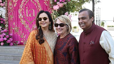 VIPs arrive at pre-wedding bash for daughter of India's richest man