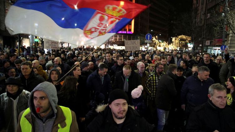 Thousands protest in Serbia over attack on opposition politician