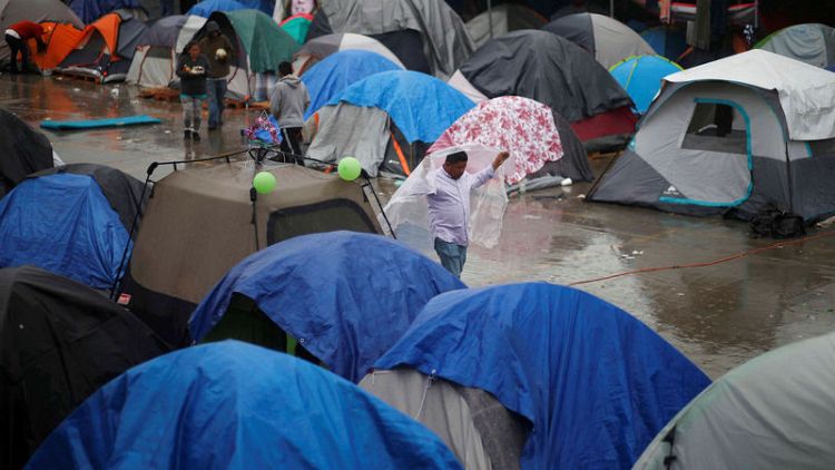 Central American migrants protest closure of Tijuana shelter