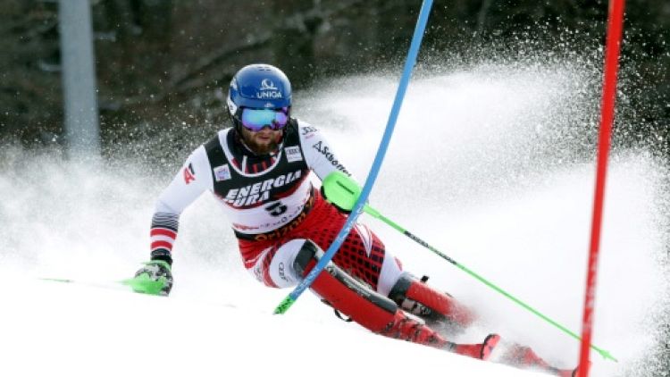 Marco Schwarz lancé vers sa victoire en slalom à Zagreb, le 6 janvier 2019 