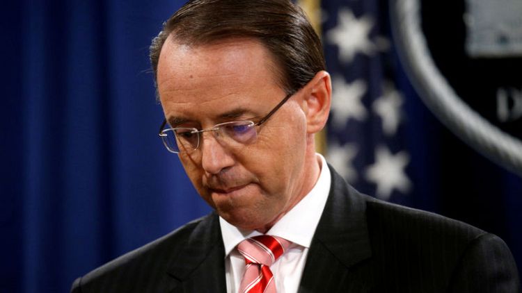U.S. official Rosenstein, overseeing Russia probe, set to leave