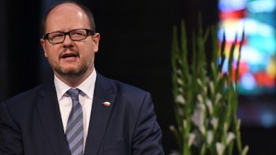 Le maire de Gdansk, Pawel Adamowicz, le 5 mai 2016 à Brême, en Allemagne Le maire de Gdansk, Pawel Adamowicz, le 5 mai 2016 à Brême, en Allemagne