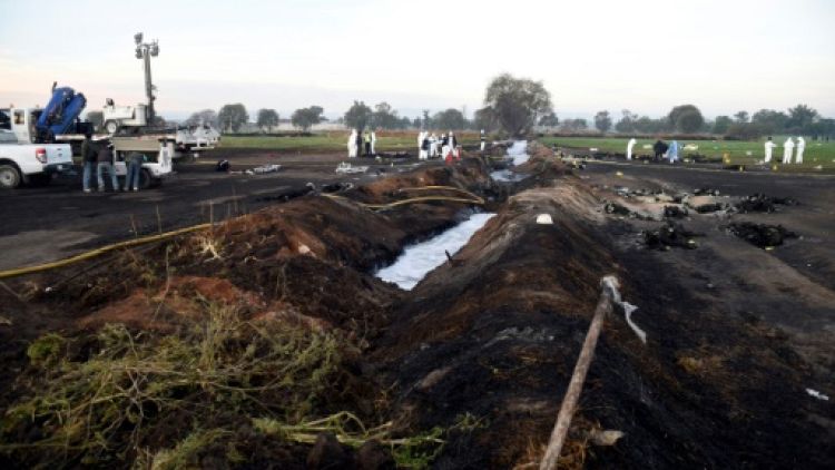 Le site de l'incendie d'un oléoduc à Tlahuelilpan le 19 janvier 2019