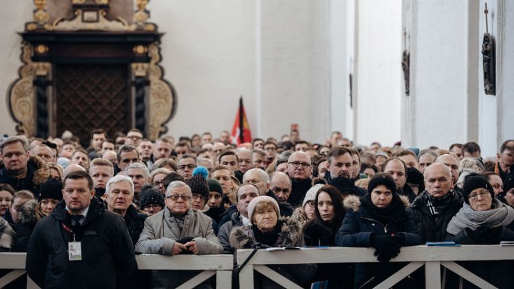 Murdered Polish mayor's funeral draws crowd of 45,000 in Gdansk