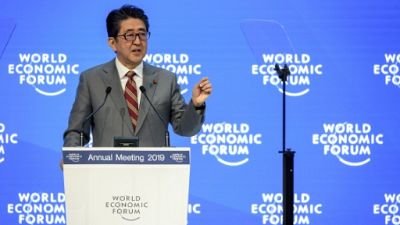 Le Premier ministre japonais Shinzo Abe à Davos le 23 janvier 2019 Le Premier ministre japonais Shinzo Abe à Davos le 23 janvier 2019