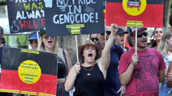 Des manifestants contre le "jour de l'invasion", le 26 janvier 2019 Des manifestants contre le "jour de l'invasion", le 26 janvier 2019