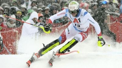 Zenhaüsern meilleur temps de la 1re manche du slalom de Kitzbühel, Hirscher 8e Zenhaüsern meilleur temps de la 1re manche du slalom de Kitzbühel, Hirscher 8e