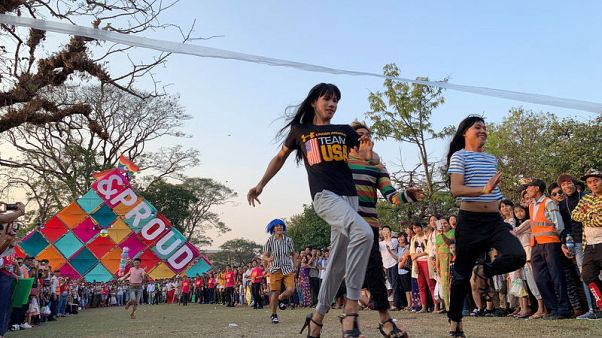 Stiletto races and hula hoops at Pride festival in Myanmar Stiletto races and hula hoops at Pride festival in Myanmar