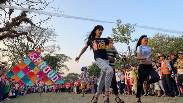 Stiletto races and hula hoops at Pride festival in Myanmar