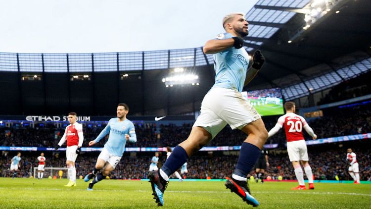 Aguero hat-trick fires Man City to 3-1 win over Arsenal