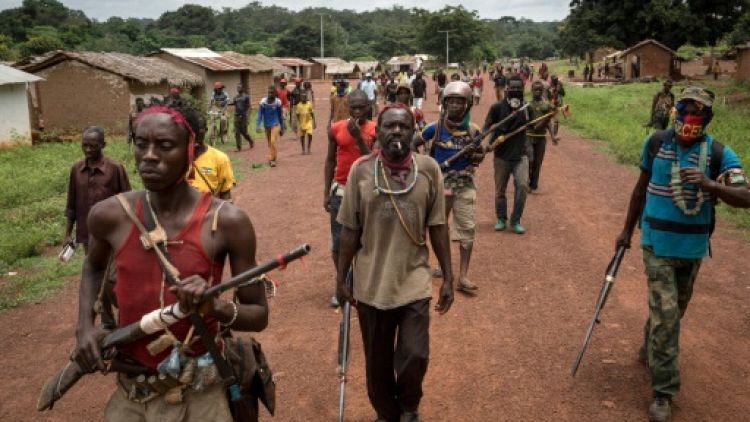 Des miliciens anti-balaka près de Bambo, le 16 août 2017