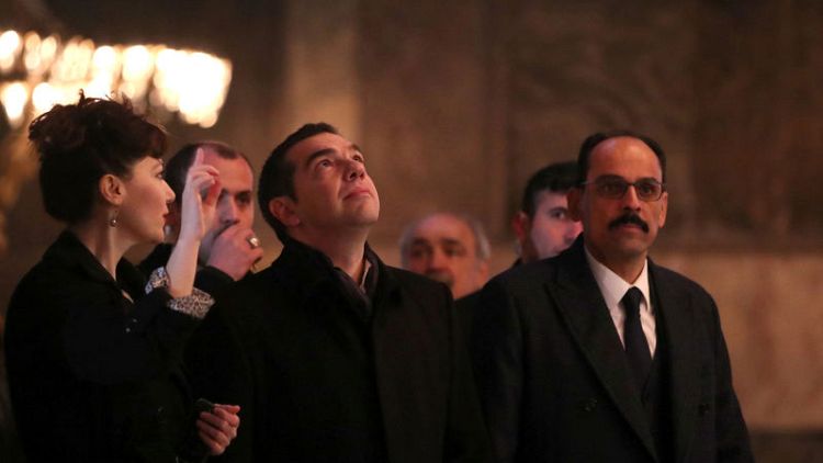 Greece's Tsipras visits Hagia Sophia on trip to boost Turkey ties