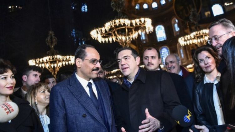 Turquie : Tsipras en visite à la basilique Sainte-Sophie à Istanbul