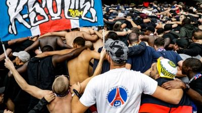 Des ultras du PSG lors d'un match à Rennes, le 23 septembre 2018 Des ultras du PSG lors d'un match à Rennes, le 23 septembre 2018