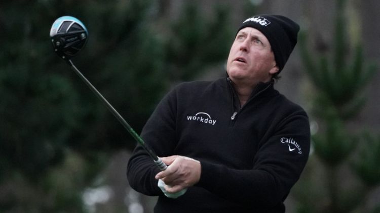 Golf - Mickelson, Spieth among leaders at soggy Pebble Beach
