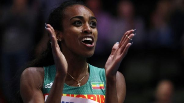L'Ethiopienne Genzebe Dibaba remporte le 1500 m à Birmingham le 3 mars 2018 L'Ethiopienne Genzebe Dibaba remporte le 1500 m à Birmingham le 3 mars 2018