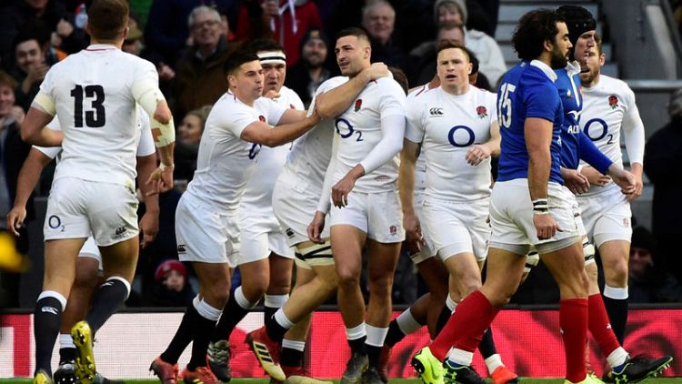 Rugby - Hat-trick for May as six-try England crush sorry France
