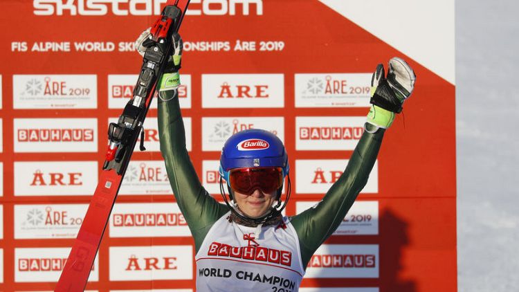 Alpine skiing - Shiffrin wins fourth successive world slalom gold