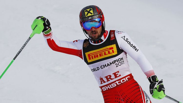 Alpine skiing - Hirscher takes early slalom lead as Kristoffersen struggles