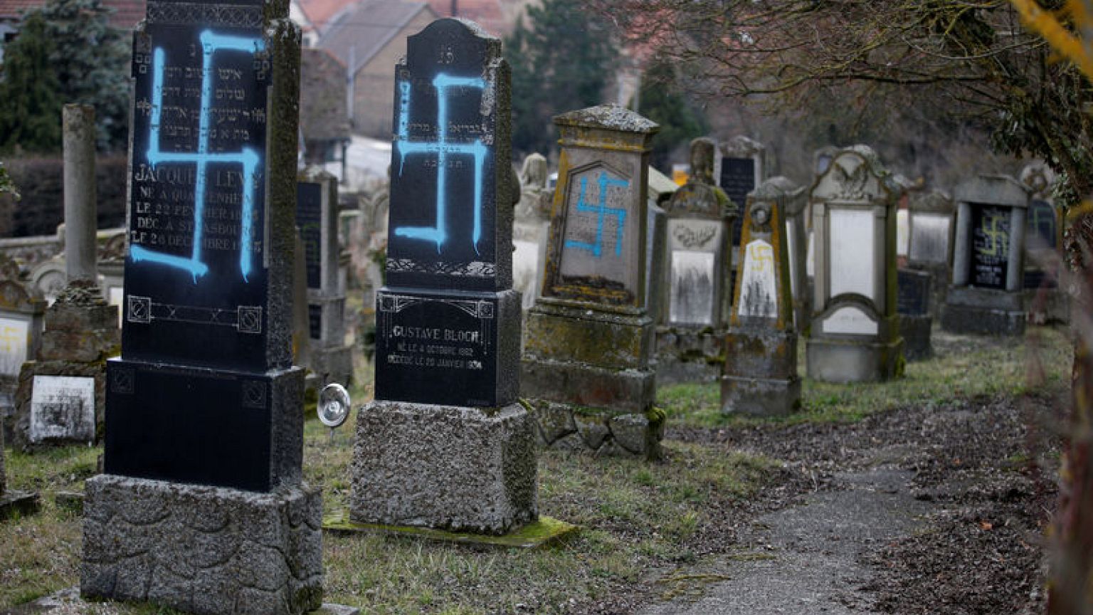 Vandals desecrate 90 Jewish graves in east France ahead of marches