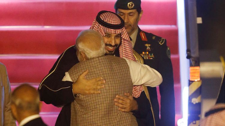 India's Modi breaks protocol to welcome Saudi's crown prince