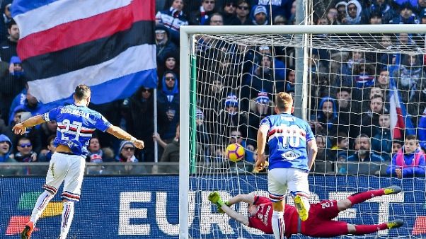 Samp-Cagliari 1-0, decide Quagliarella Samp-Cagliari 1-0, decide Quagliarella