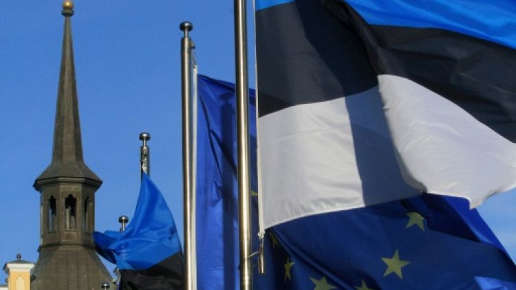 Les drapeaux européen et estonien à Tallinn, le 29 juin 2017