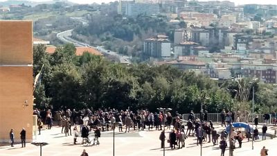 Fiamme a Palazzo Leopardi, subito domate Fiamme a Palazzo Leopardi, subito domate