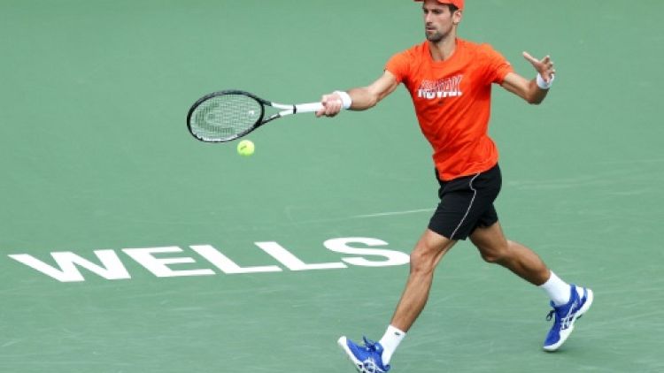 Le Serbe Novak Djokovic à l'entraînement, à Indian Wells, le 5 mars 2019 