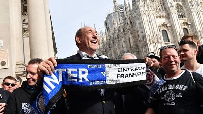 Tifosi Eintracht in corteo a Milano Tifosi Eintracht in corteo a Milano