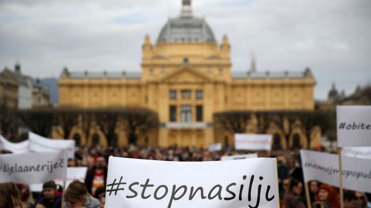 Croats protest against domestic violence